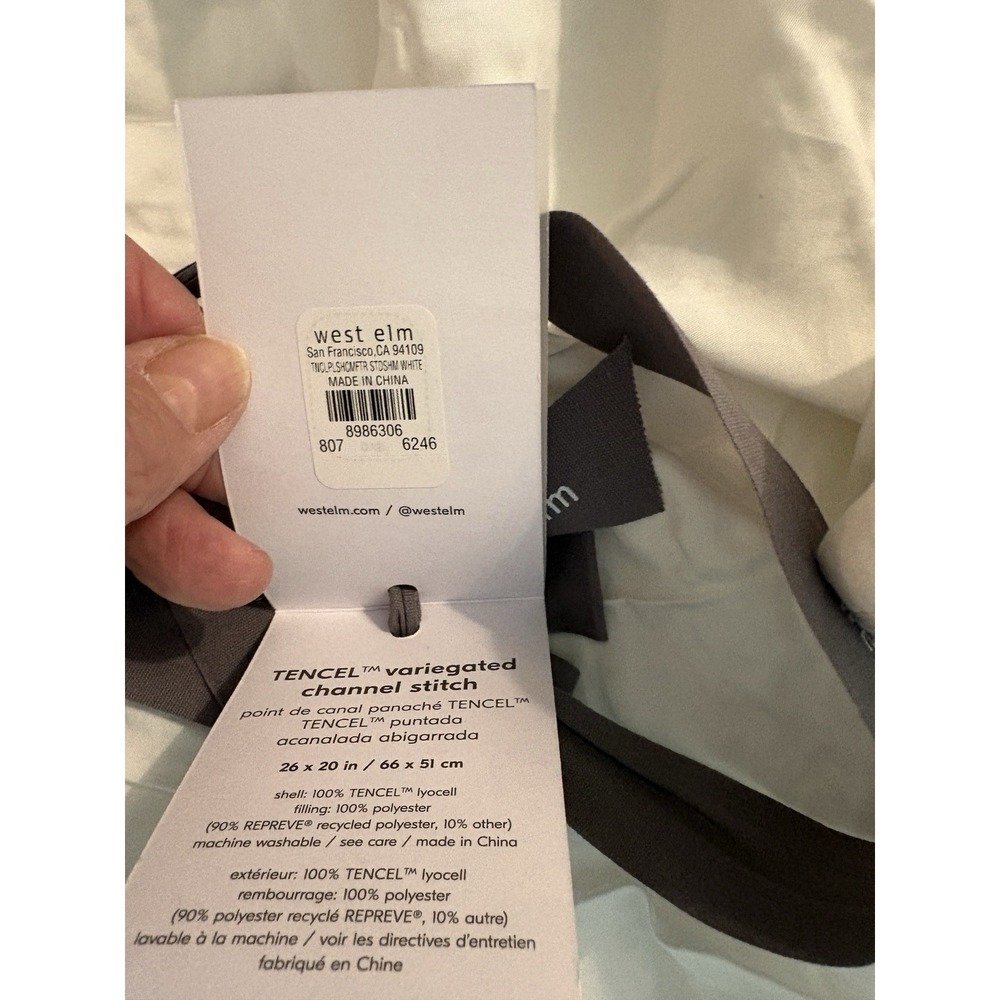 2 WEST ELM  QUILTED STANDARD SHAMS IN WHITE‎ NEW - Picture 8 of 13